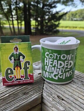 ELF Green Ceramic Travel Mug with White Lid - Cotton-Headed Ninny-Muggins